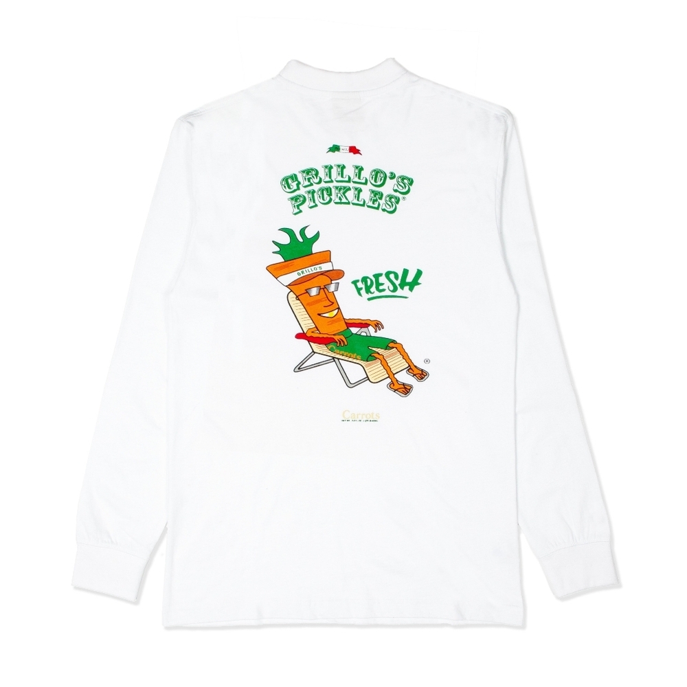 Carrots Grillo's Pickles Fresh Long Sleeve White Tshirt Small Medium NWT